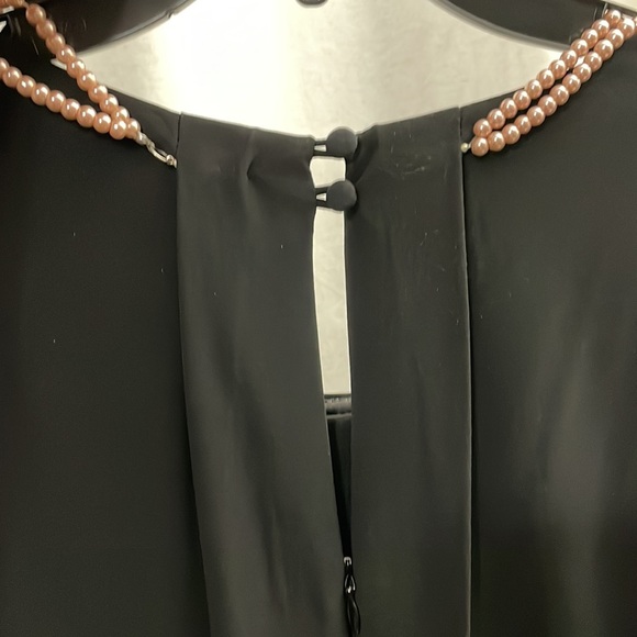 Pearl Trim Twist Belted Waist Hi-Low Fit & Flare Midi Dress - Picture 5 of 10